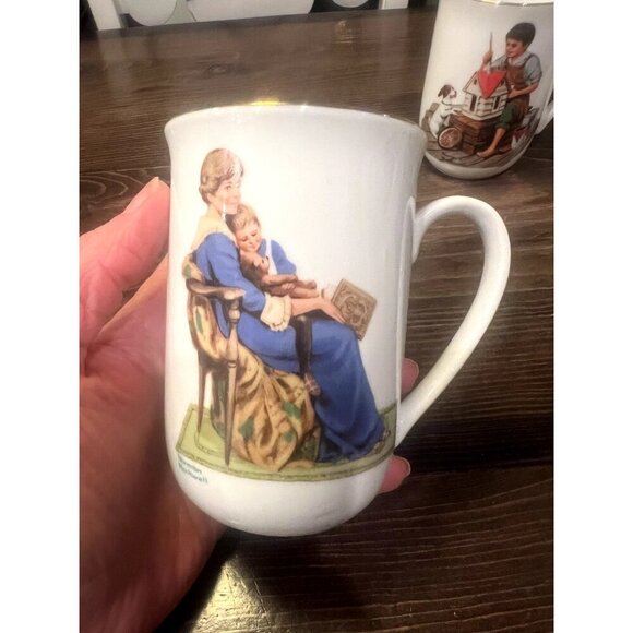 1982 Norman Rockwell Museum Coffee Mugs Cups White/Gold Trim Set of 6 Collection - Picture 11 of 16